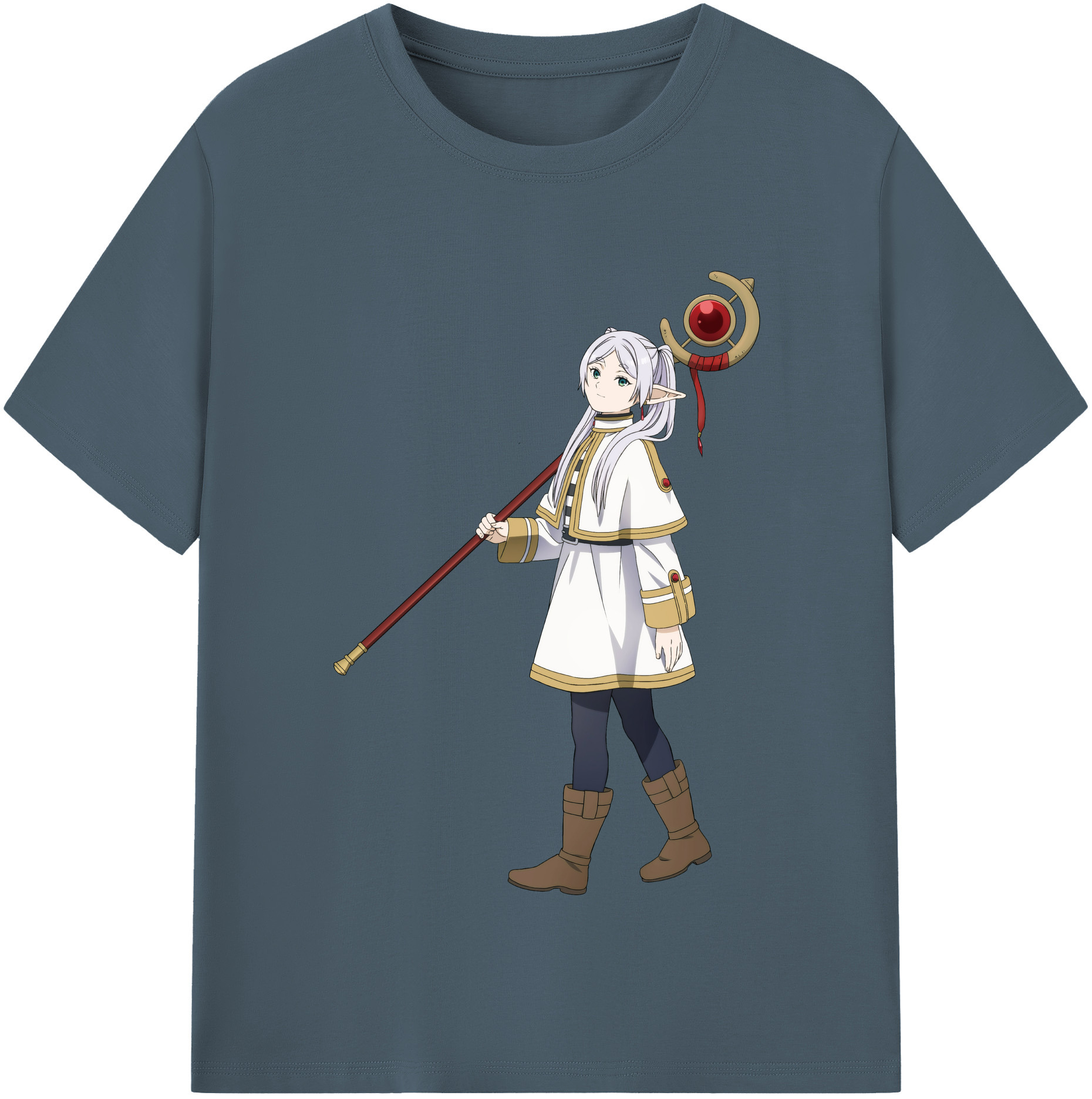 （画像用） 葬送のフリーレン Frieren 綿100％半袖Tシャツ（フロントプリント）